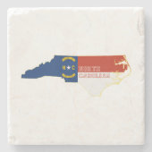 Vlag bij North Carolina Shaped Tar HiHeel Stenen Onderzetter (Voorkant)