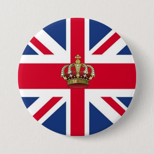 Vlag bij Royal Crown Ronde Button 7,6 Cm (Voorkant)