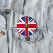 Vlag bij Royal Crown Ronde Button 7,6 Cm (In situ)