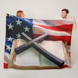 VLAG BIJBEL EN KRUIS FLEECE DEKEN
