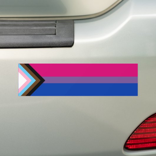 Vlag Bizexual Progress Pride Bumpersticker (Op auto)