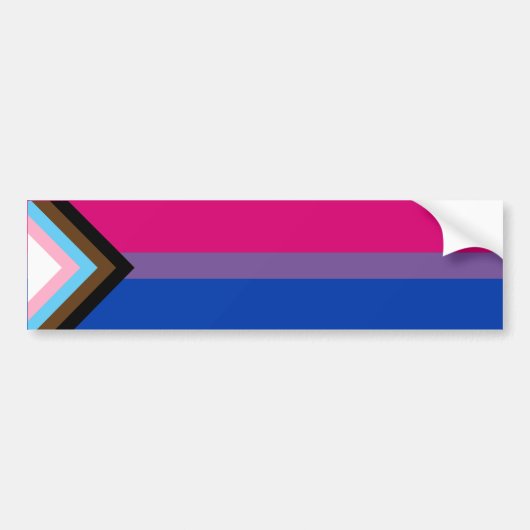 Vlag Bizexual Progress Pride Bumpersticker (Voorkant)
