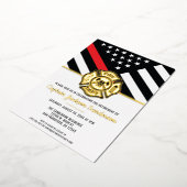 Vlag brandweerman bij rode lijn folie uitnodiging (Gedraaid)