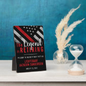 Vlag brandweerman bij rode lijn fotoplaat (Zijkant)