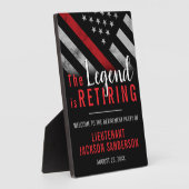 Vlag brandweerman bij rode lijn fotoplaat (Zijkant)