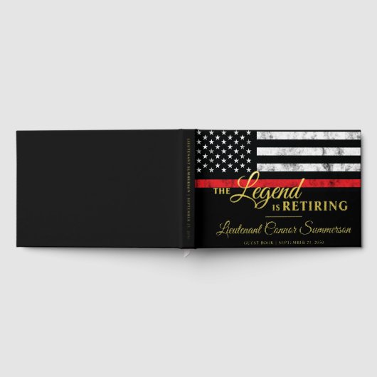 Vlag brandweerman bij rode lijn gastenboek (Volledig)