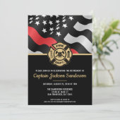 Vlag brandweerman bij rode lijn kaart (Staand voorkant)