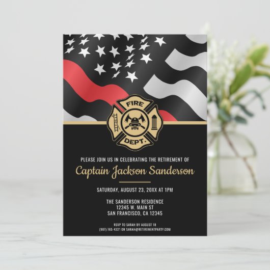 Vlag brandweerman bij rode lijn kaart (Staand voorkant)