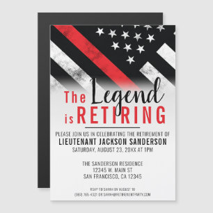 Vlag brandweerman bij rode lijn magnetische uitnodiging