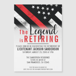 Vlag brandweerman bij rode lijn magnetische uitnodiging