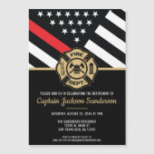 Vlag brandweerman bij rode lijn magnetische uitnodiging (Voorkant)