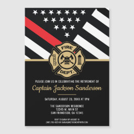 Vlag brandweerman bij rode lijn magnetische uitnodiging