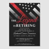 Vlag brandweerman bij rode lijn magnetische uitnodiging (Voorkant)