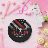 Vlag brandweerman bij rode lijn papieren bordje (Feest)