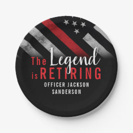 Vlag brandweerman bij rode lijn papieren bordje