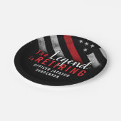 Vlag brandweerman bij rode lijn papieren bordje (Gekanteld)