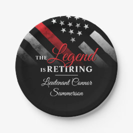 Vlag brandweerman bij rode lijn papieren bordje