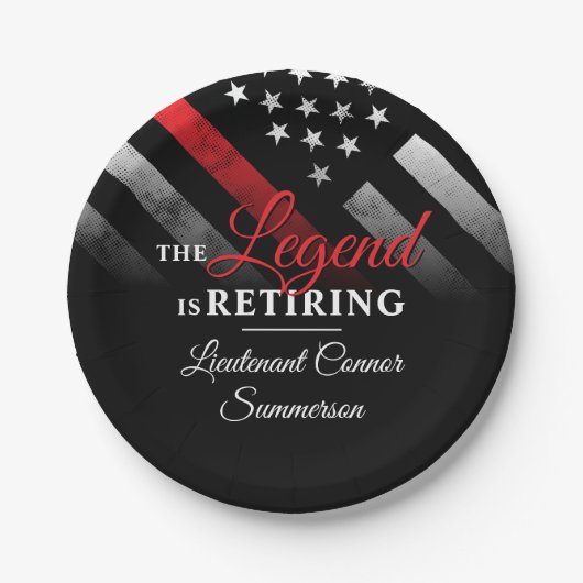 Vlag brandweerman bij rode lijn papieren bordje (Voorkant)