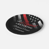 Vlag brandweerman bij rode lijn papieren bordje (Gekanteld)