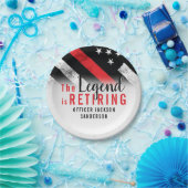 Vlag brandweerman bij rode lijn papieren bordje (Feest)