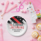 Vlag brandweerman bij rode lijn papieren bordje (Feest)