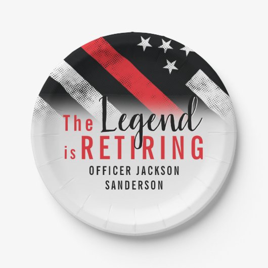 Vlag brandweerman bij rode lijn papieren bordje (Voorkant)