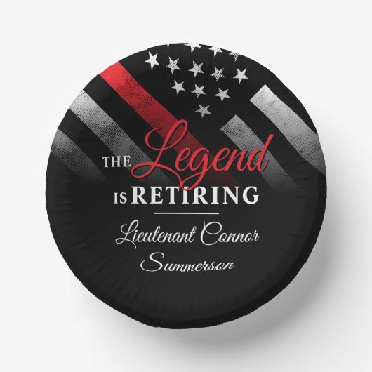 Vlag brandweerman bij rode lijn papieren kommen (Voorkant)