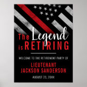 Vlag brandweerman bij rode lijn poster (Voorkant)