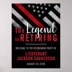 Vlag brandweerman bij rode lijn poster