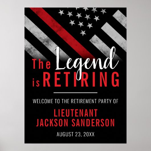 Vlag brandweerman bij rode lijn poster (Voorkant)