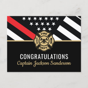 Vlag brandweerman bij rode lijn uitnodiging briefkaart