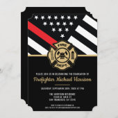 Vlag brandweerman op de rode lijn van het Afstuder Kaart (Voorkant / Achterkant)