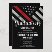 Vlag brandweerman op de rode lijn van het Afstuder Kaart (Voorkant / Achterkant)