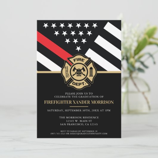 Vlag brandweerman op de rode lijn van het Afstuder Kaart (Staand voorkant)