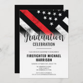 Vlag brandweerman op de rode lijn van het Afstuder Kaart (Voorkant / Achterkant)