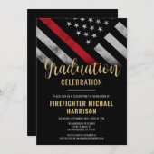 Vlag brandweerman op de rode lijn van het Afstuder Kaart (Voorkant / Achterkant)