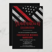Vlag brandweerman op de rode lijn van het Afstuder Kaart (Voorkant / Achterkant)