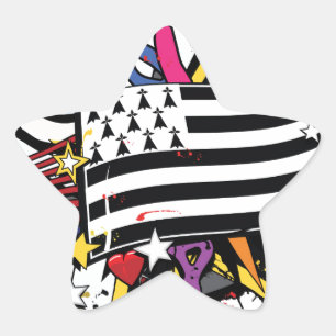 Vlag Bretagne Breizh graffiti Breton graff Ster Sticker