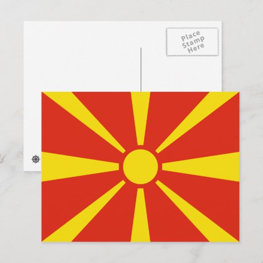 Vlag Briefkaart Noord-Macedonië (Voorkant / Achterkant)
