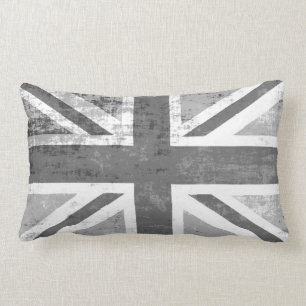 Vlag Britse vlag in Grunge Grey Kussen