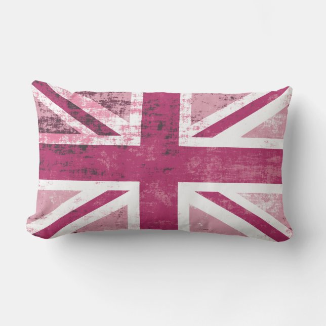 Vlag Britse vlag in Grunge Pink Kussen (Voorkant)
