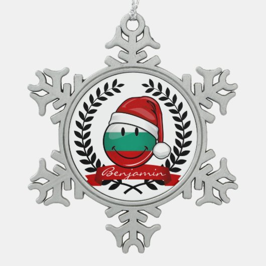 Vlag Bulgaarse feeststijl Tin Sneeuwvlok Ornament (Voorkant)