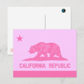 Vlag Californië (roze) Briefkaart (Voorkant / Achterkant)