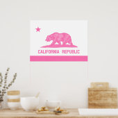Vlag Californië (roze) Poster (Keuken)
