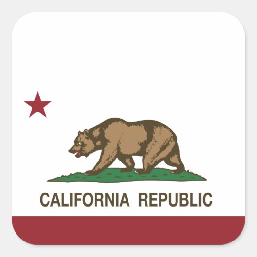Vlag Californië Vierkante Sticker (Voorkant)
