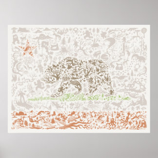 Vlag Californische staat Poster