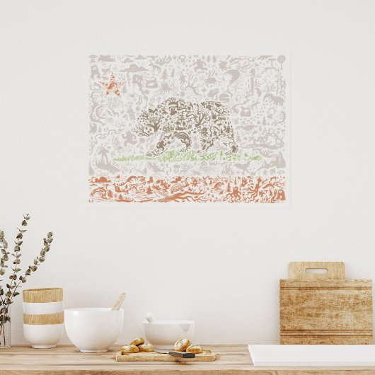 Vlag Californische staat Poster (Keuken)