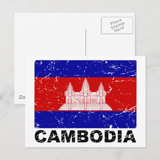  vlag Cambodja Briefkaart (Voorkant / Achterkant)