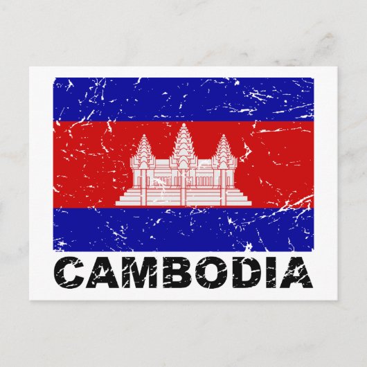  vlag Cambodja Briefkaart (Voorkant)