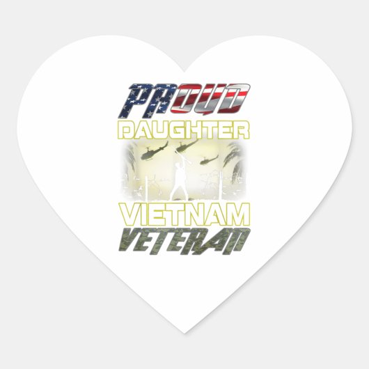 Vlag camou Proud Daughter Leger VS Hart Sticker (Voorkant)
